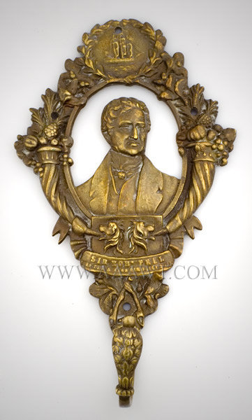 Sir Robert Peel Brass Coat Hook, Cast Portrait, Image 1